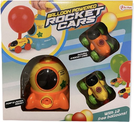 Toi-Toys Ballon Aangedreven Raketauto - inclusief 2 Auto&#039;s en 12 Ballonnen