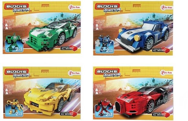 Toi-toys Bouwstenenset Blocks Robocars Junior Geel-Blauw-Groen-Rood 102-delig